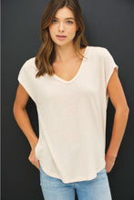 Load image into Gallery viewer, Natural Raw Edge V-neck Tee

