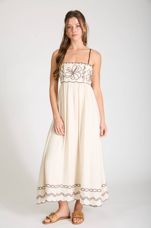 Embroidered Floral Mide Dress