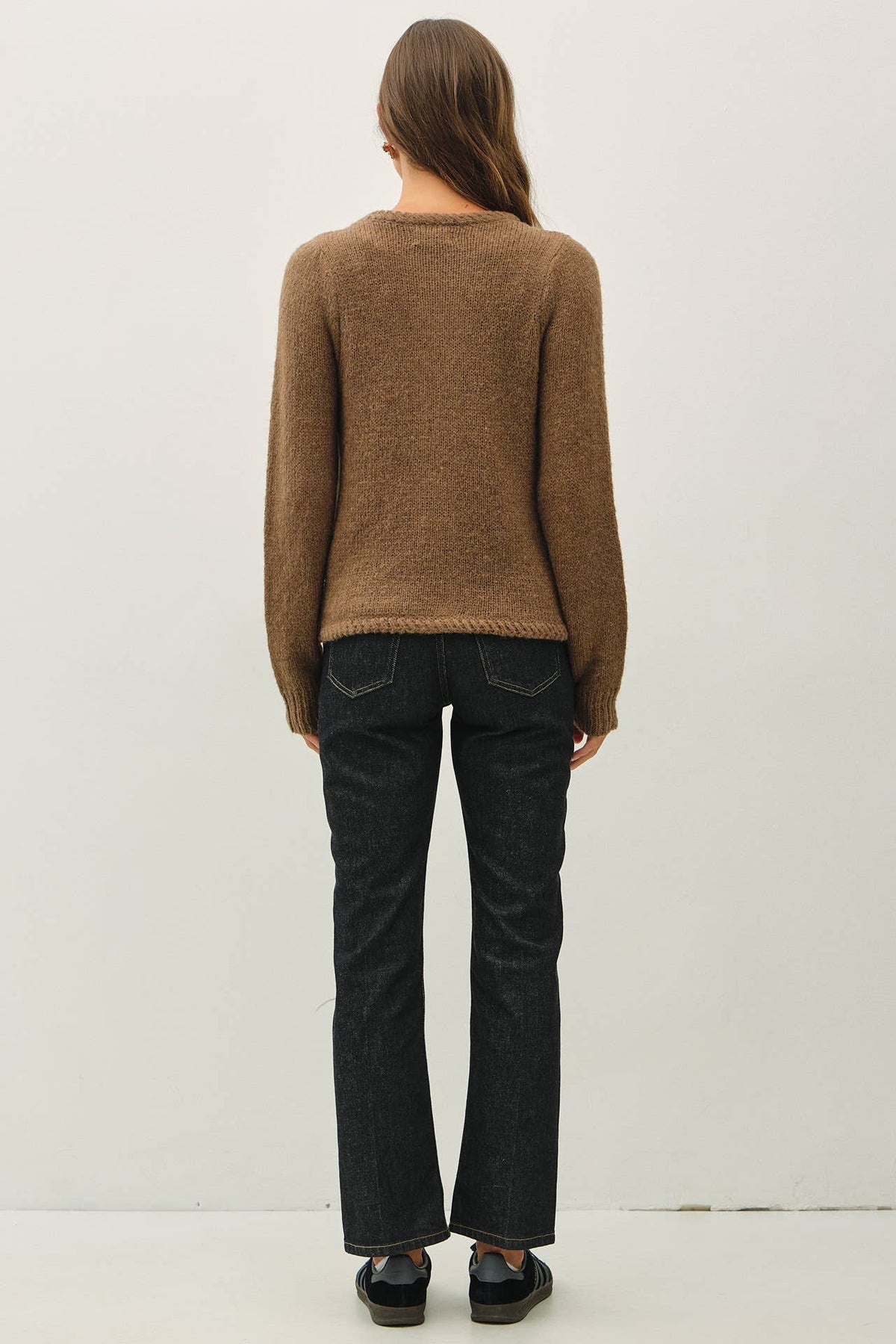 Braided Edge Wool Blend Sweater
