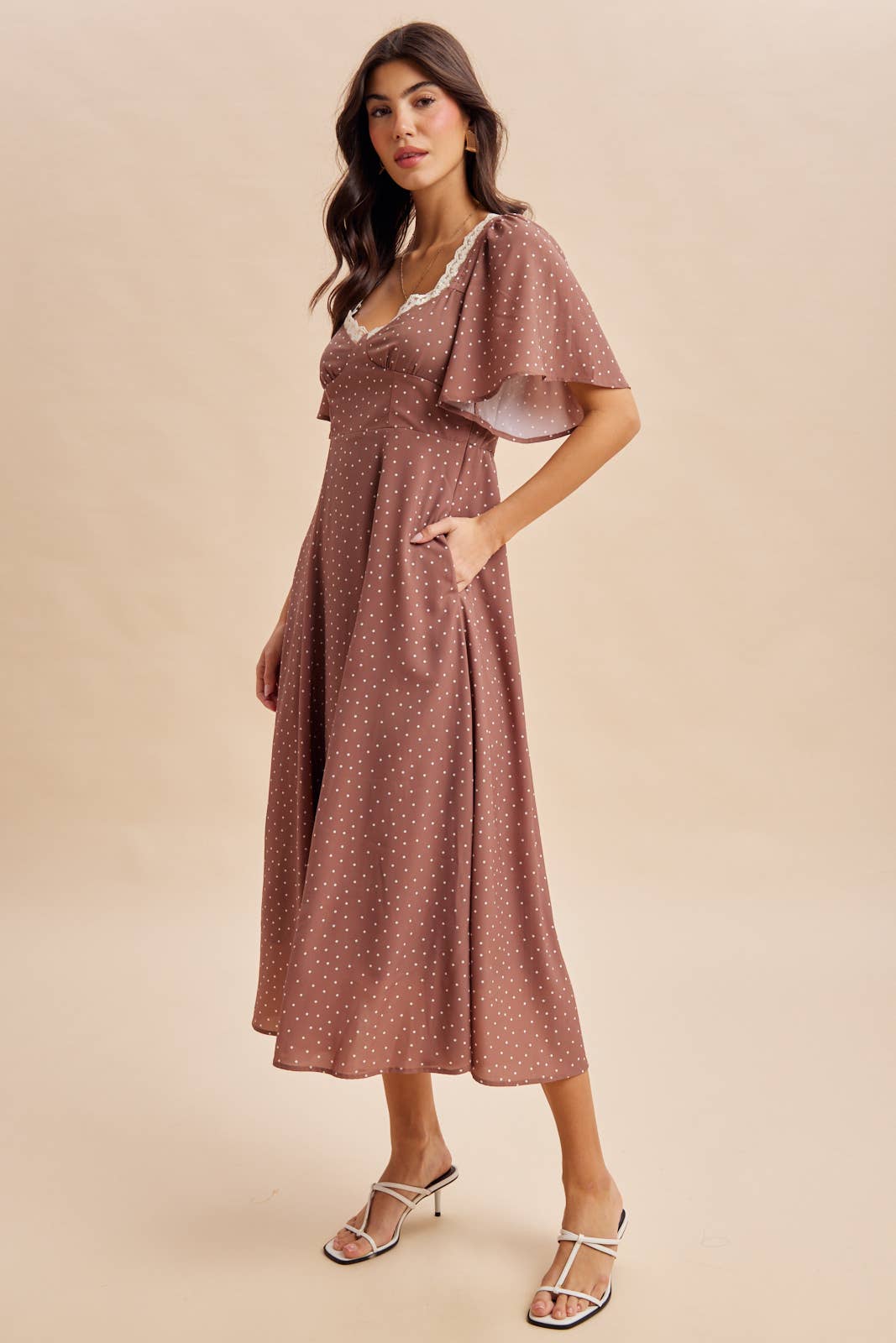 Flutter Sleeve Polka Dot Maxi