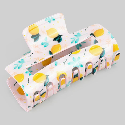 SHINY LEMON ACRYLIC RECTANGLE HAIR CLIP 
