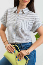 Load image into Gallery viewer, Striped Collared Short Sleeve Top

