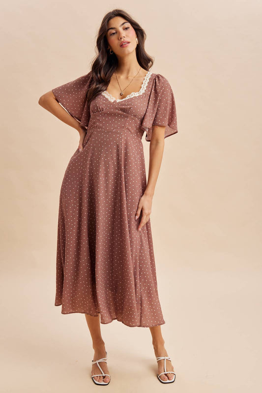 Flutter Sleeve Polka Dot Maxi