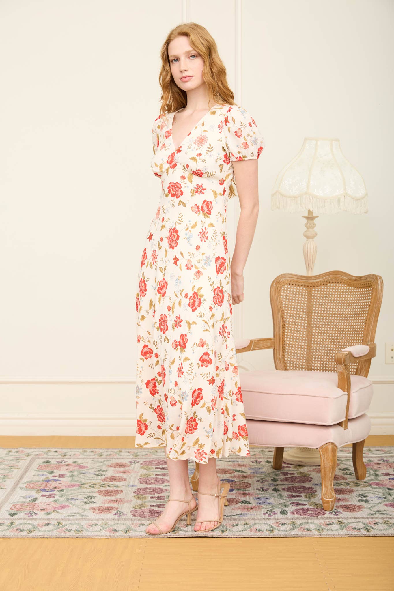 Floral Midi Slip On Dress