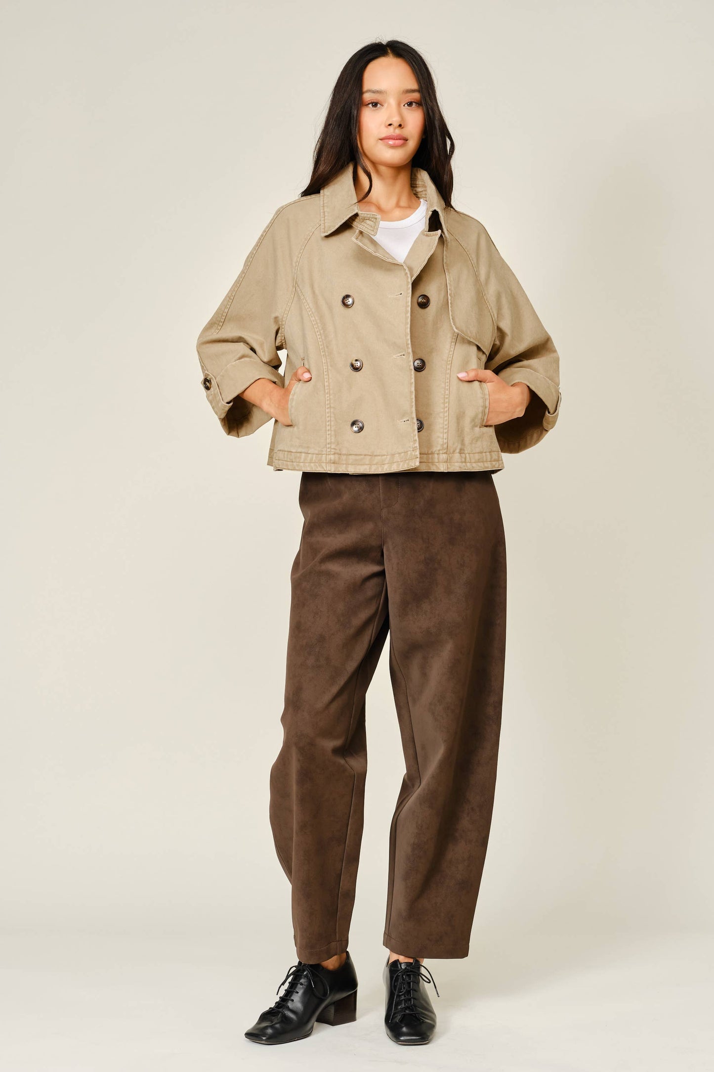 Washed Denim Kimono Sleeve Jacket