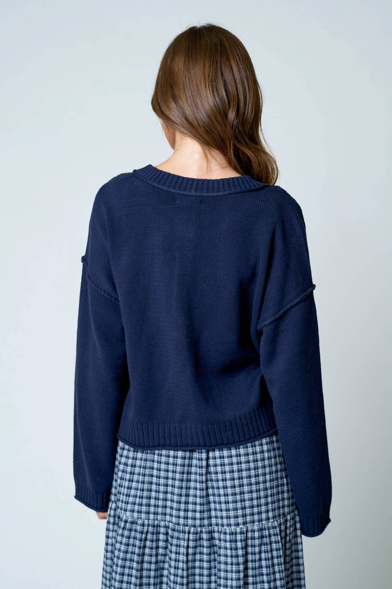 Raw Edge Seam Knit Cardigan