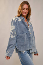 Load image into Gallery viewer, Denim Work Jacket With Floral Embroidery
