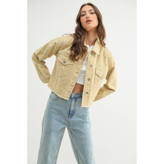 Floral Cropped Denim Jacket 