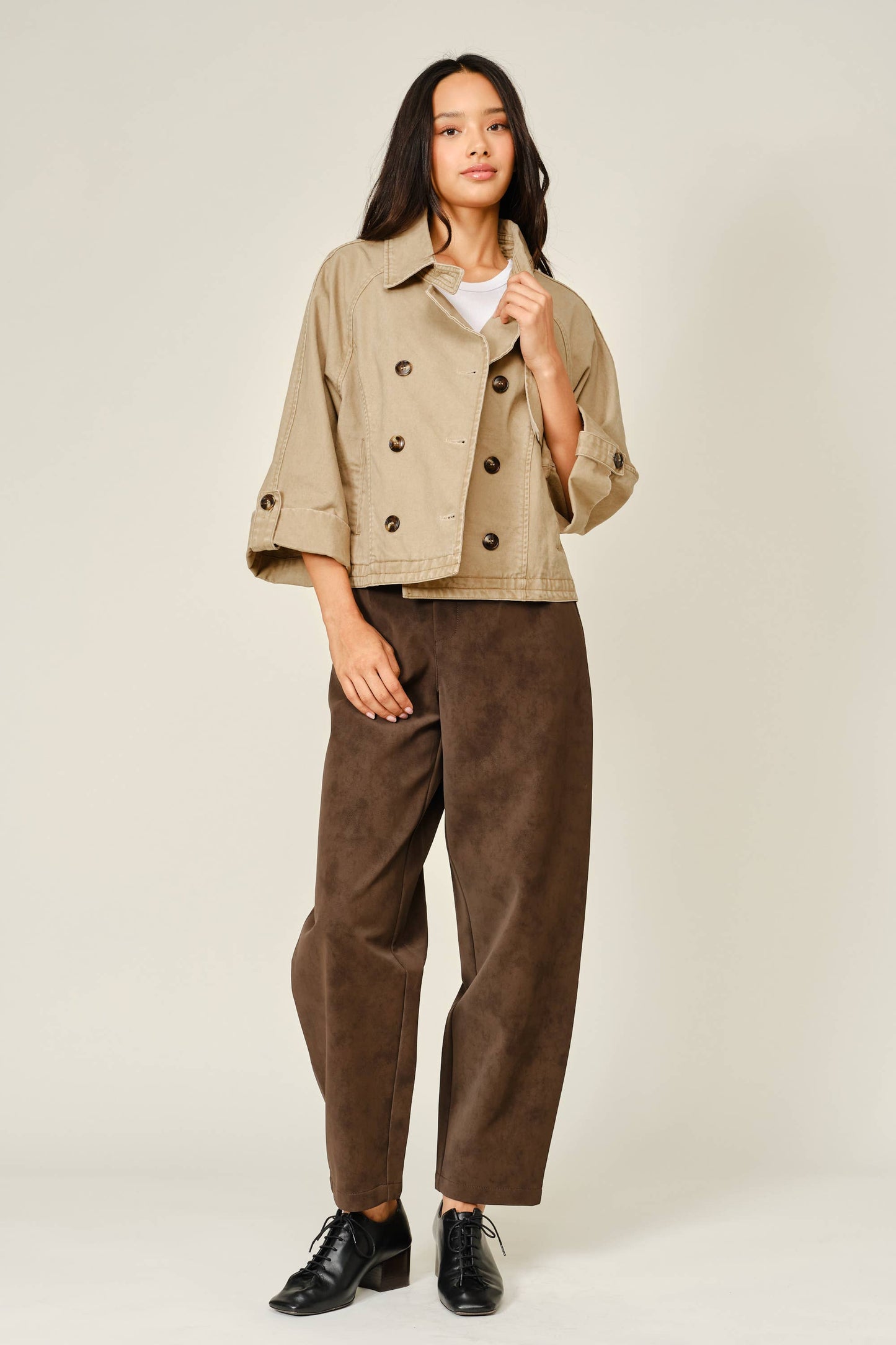 Washed Denim Kimono Sleeve Jacket