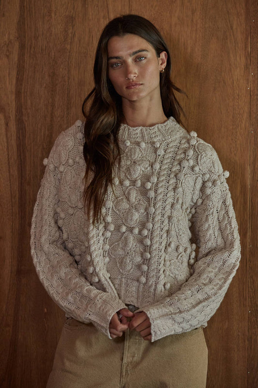 Knit Sweater Cable Knit Long Sleeve Pullover Top