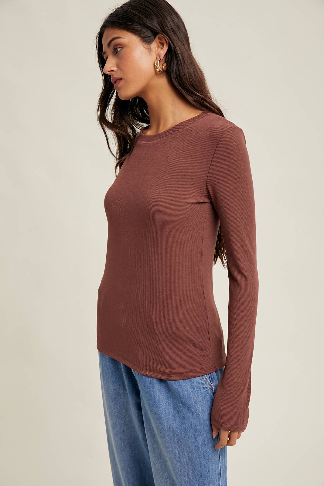 Espresso Round Neck Knit Top