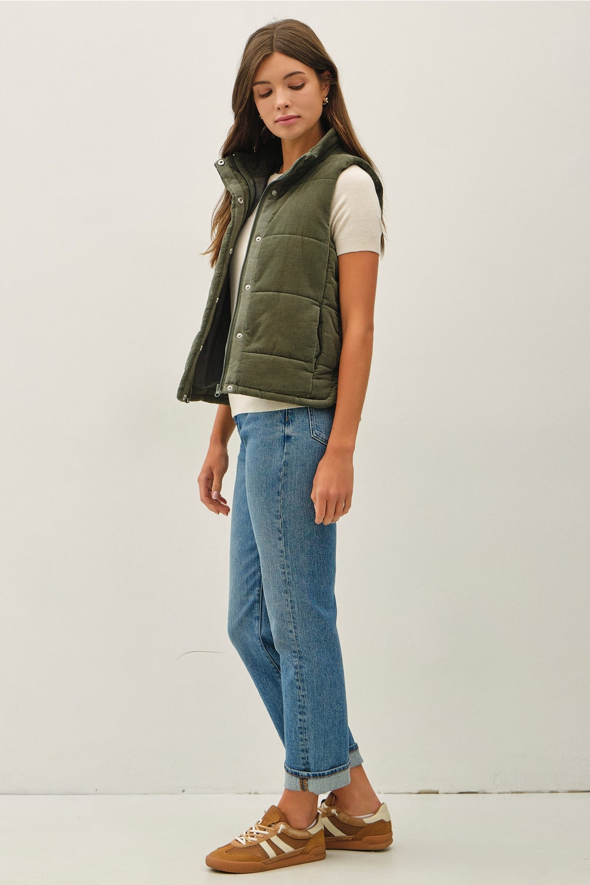 Winter Forest Cordury Puffer Vest