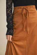 Load image into Gallery viewer, Drawstring Suede A-Line Skirt
