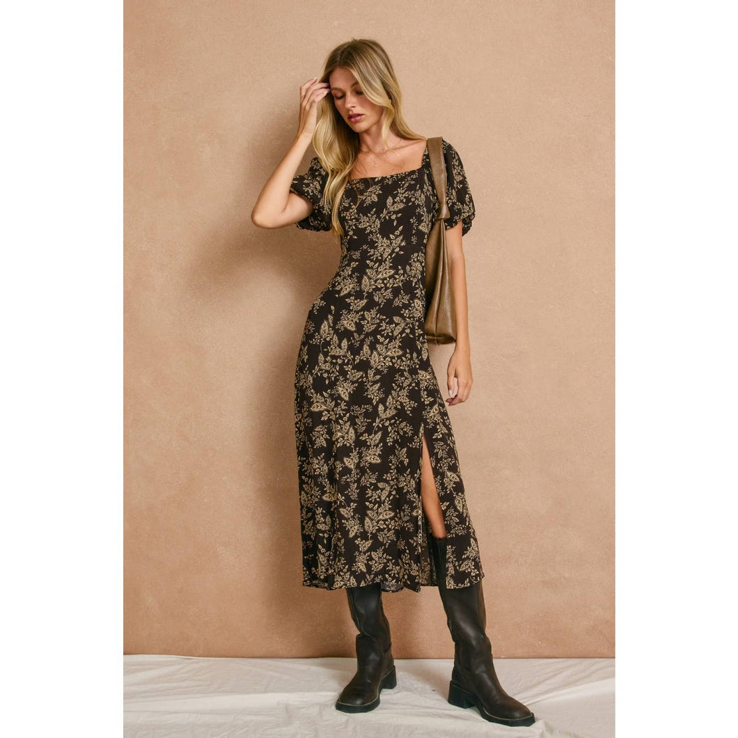 Brown Butter High Slit Midi Dress