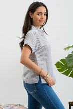 Load image into Gallery viewer, Striped Collared Short Sleeve Top
