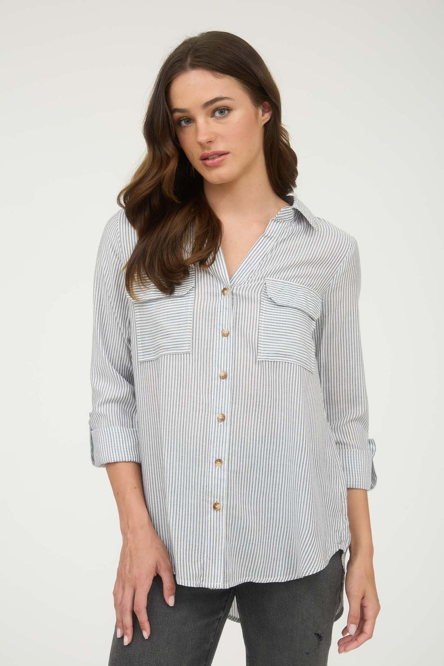 Black Striped Button Down