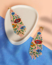 Load image into Gallery viewer, Beaded Handwoven Wildflower Fringe Earrings
