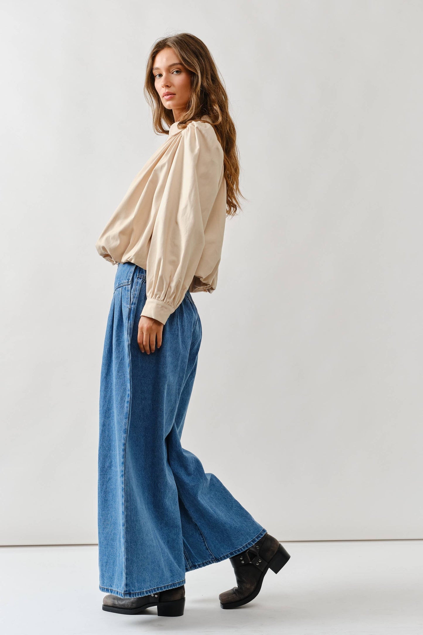 Front Button Flare Jeans