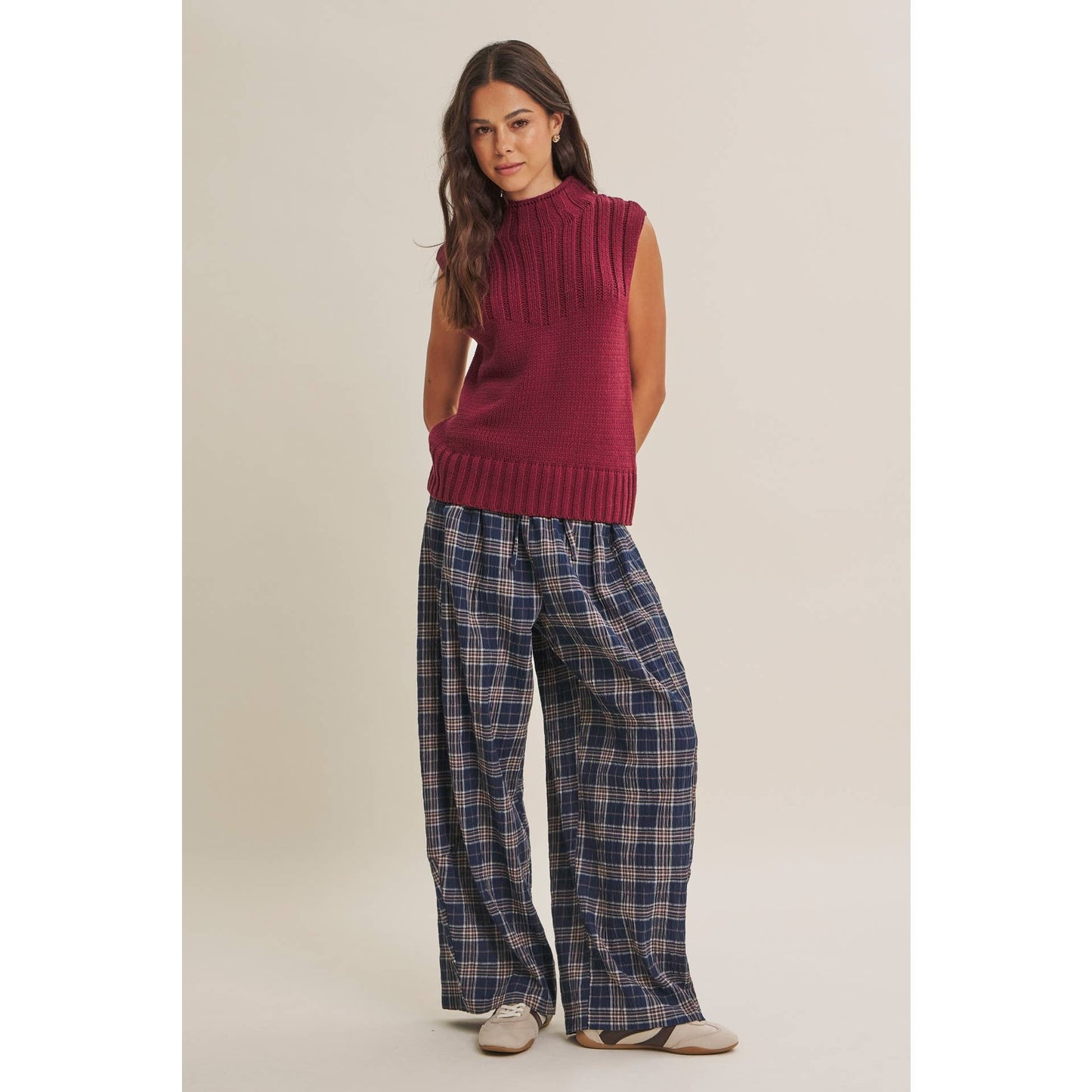 Burgandy Mock Neck Sweater Top