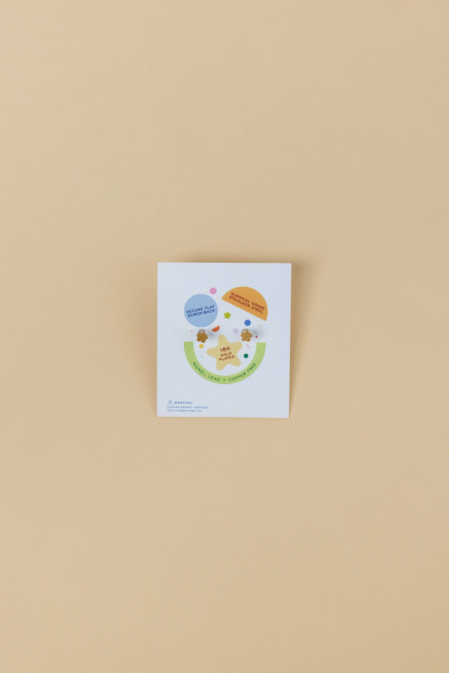 Orange Enamel Flat Back Kids Earrings 
