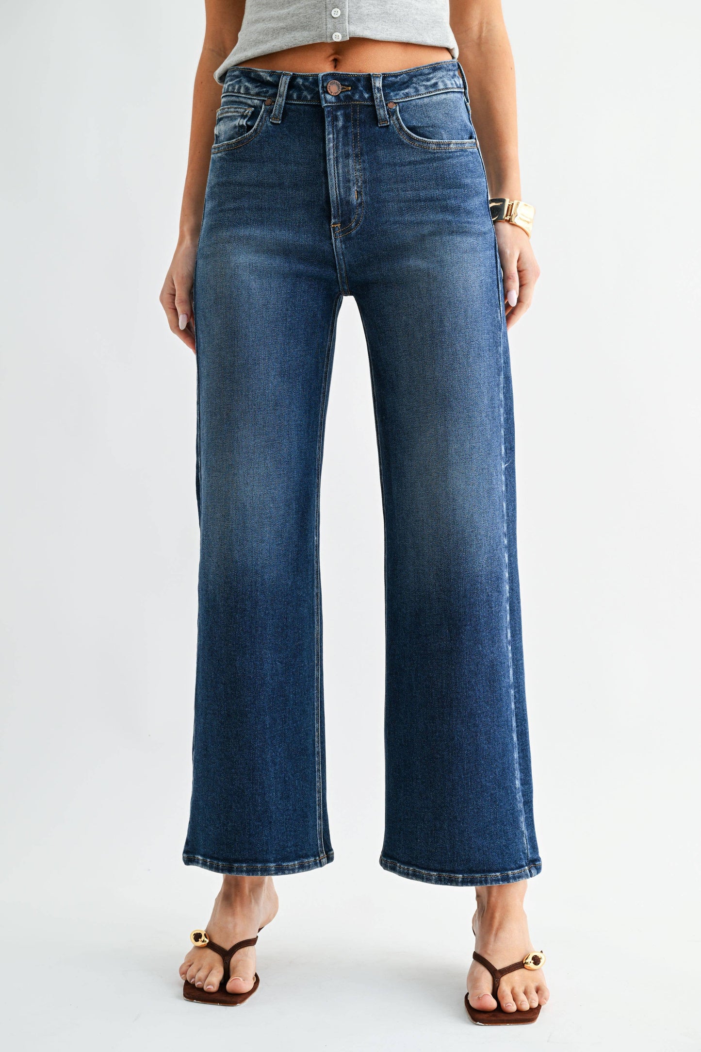 JB Collection High Rise Wide Leg Dark Denim
