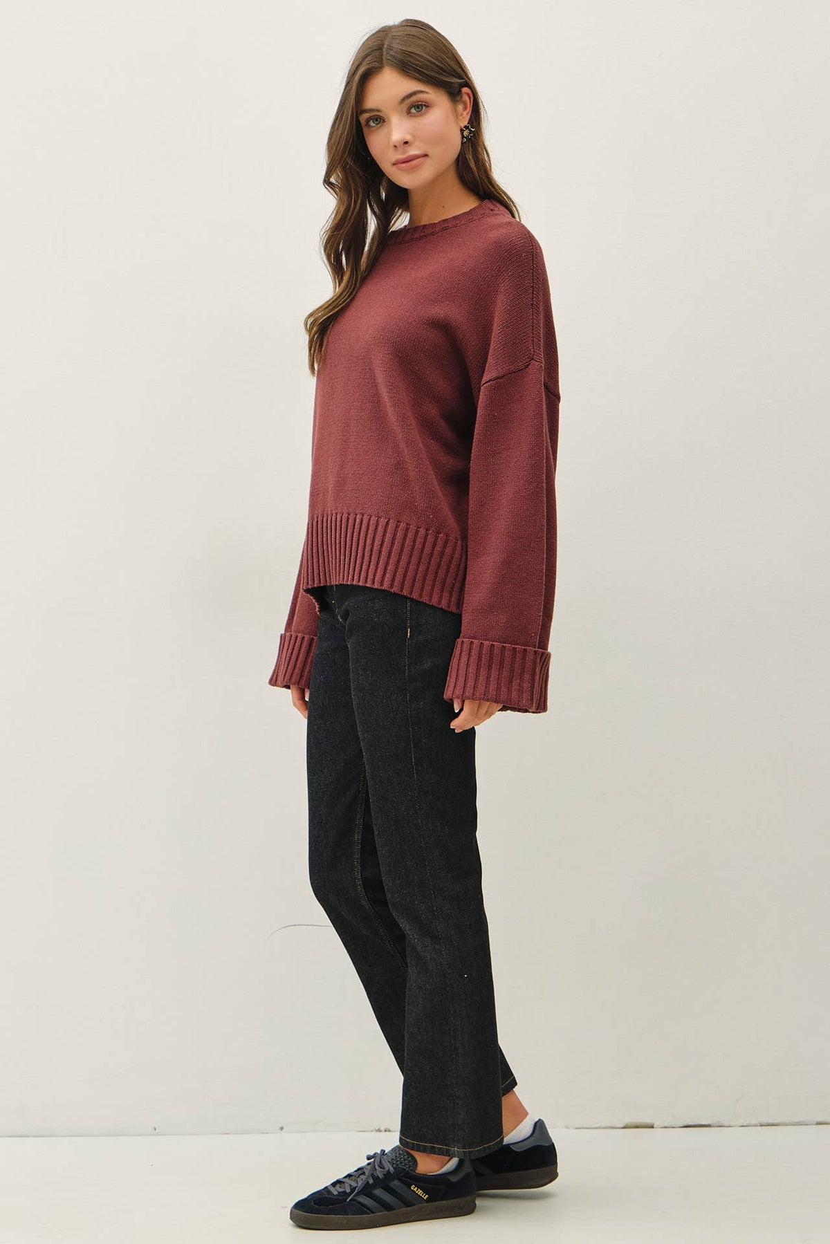 Wide Cuff Sleeve Boxy Sweater