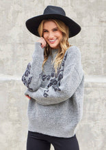 Load image into Gallery viewer, Metallic Floral Holiday Sweater
