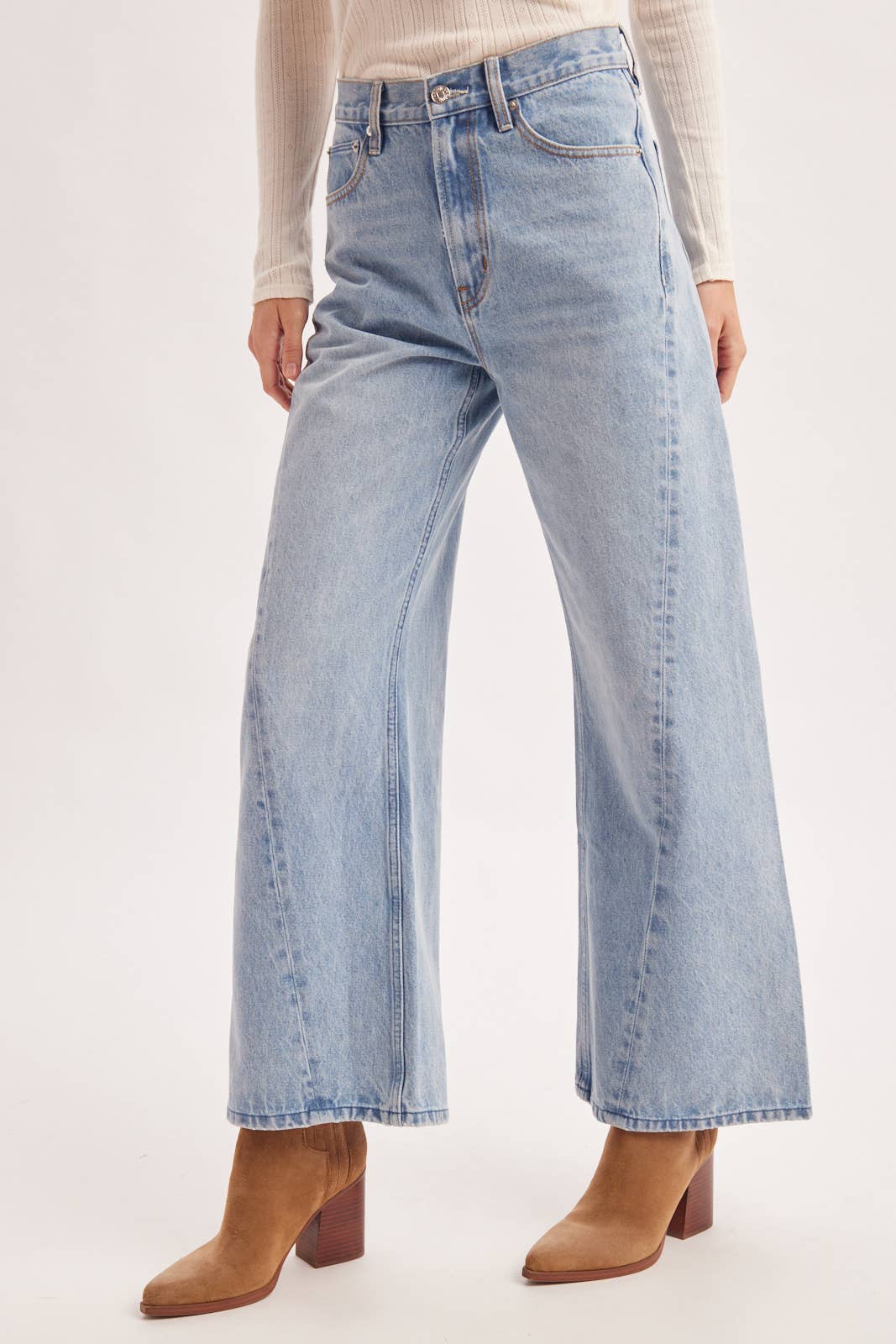 Vintage Wash High Waisted Wide Leg Jeans