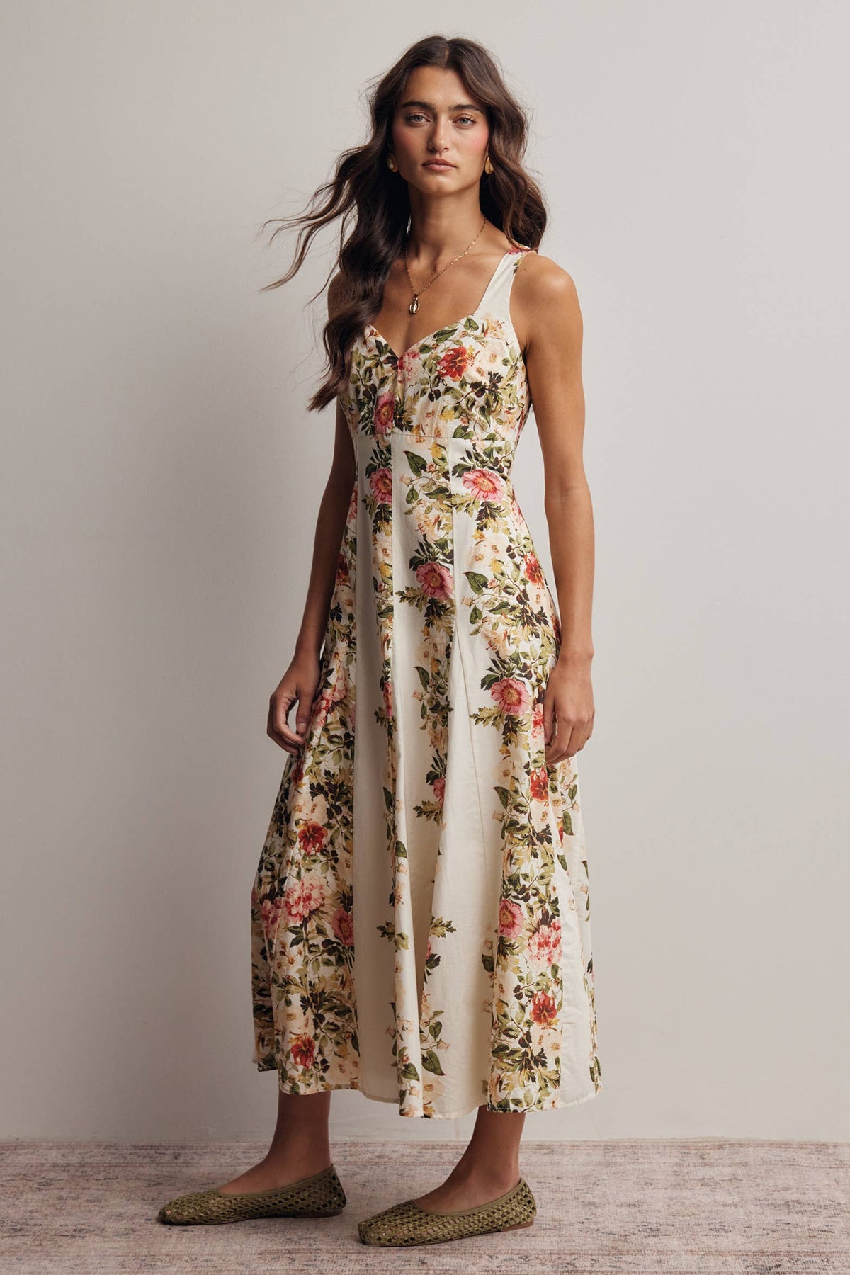 Floral Panel Midi Dress