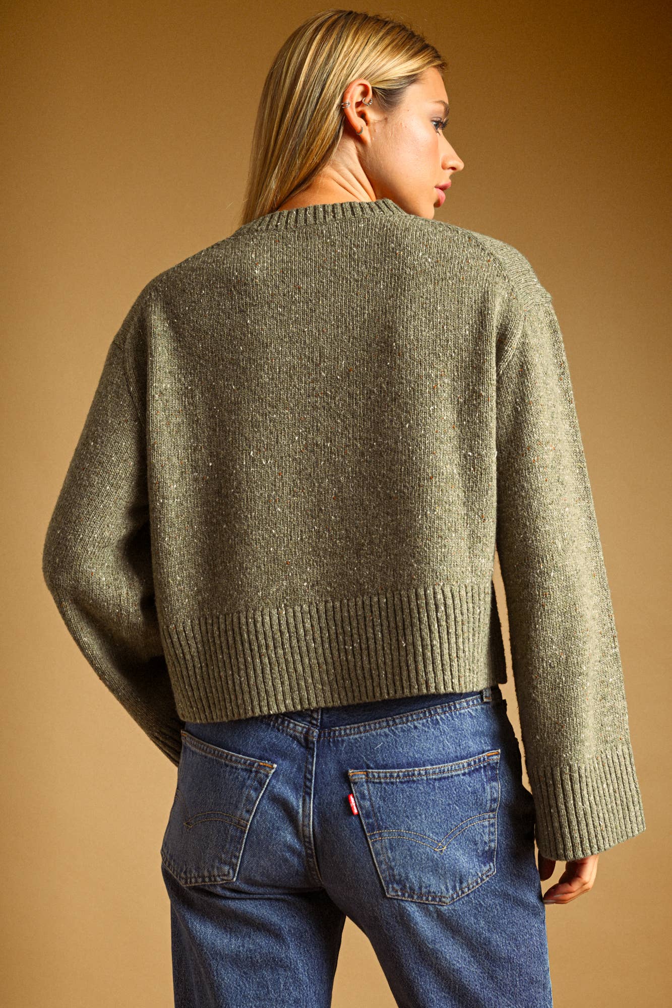 Olive Slight Bell Sleeve Sweater