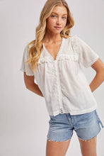 Load image into Gallery viewer, Lace Trimmed Button Down V-Neck Top
