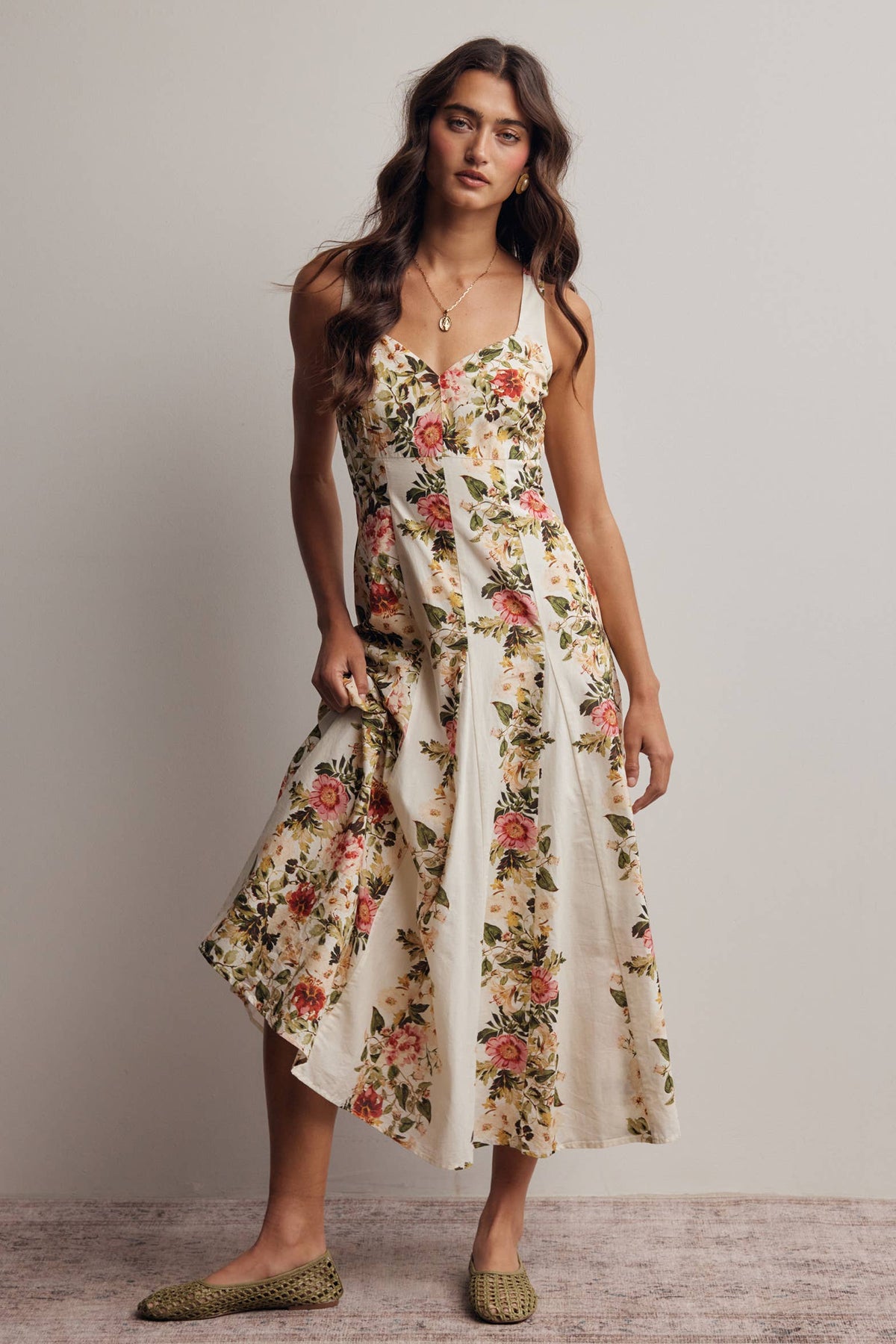 Floral Panel Midi Dress