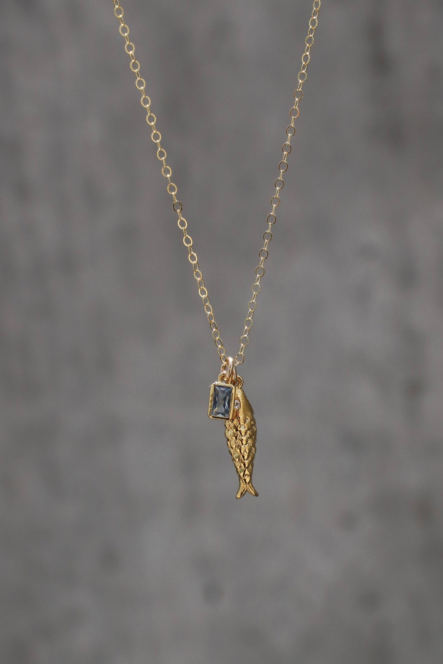 Seaglass Necklace CZ Seaglass & Fish Charm