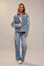 Load image into Gallery viewer, Denim Work Jacket With Floral Embroidery
