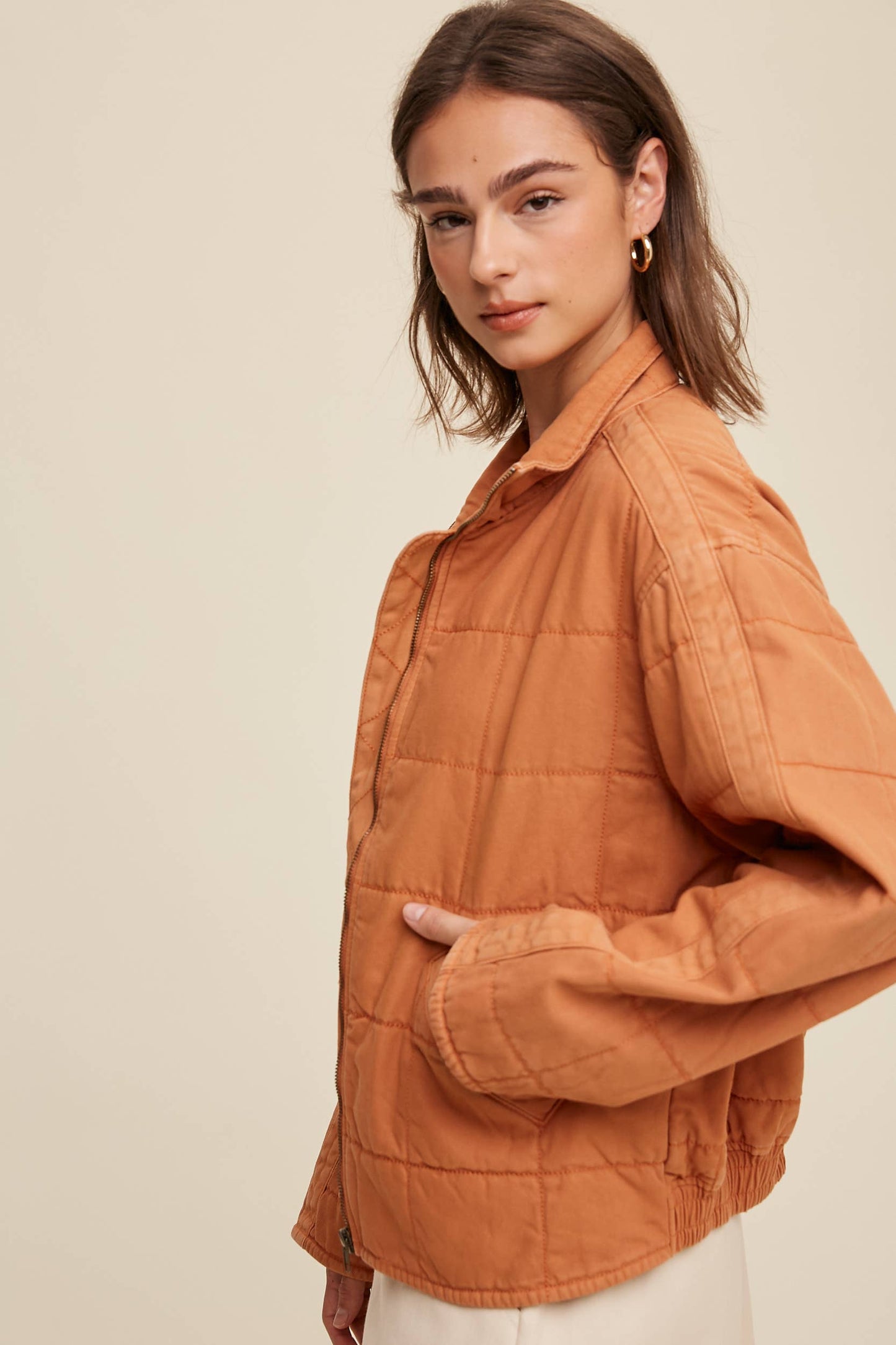 Quilted Cotton Zip Jacket