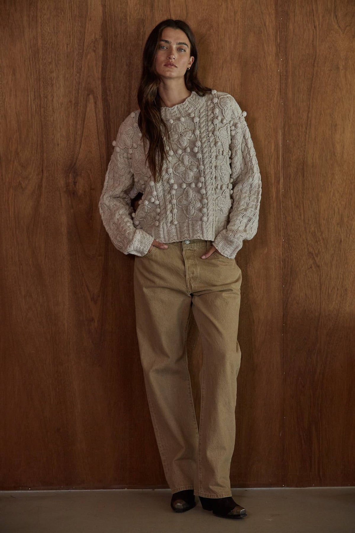 Knit Sweater Cable Knit Long Sleeve Pullover Top