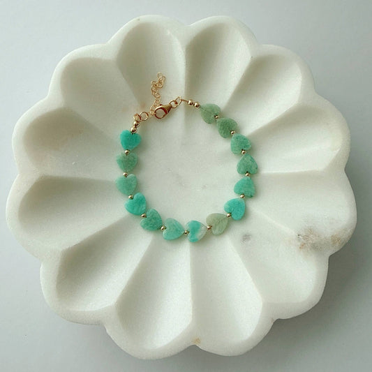 Paloma Amazonite Heart Gold Filled Beaded Bracelet