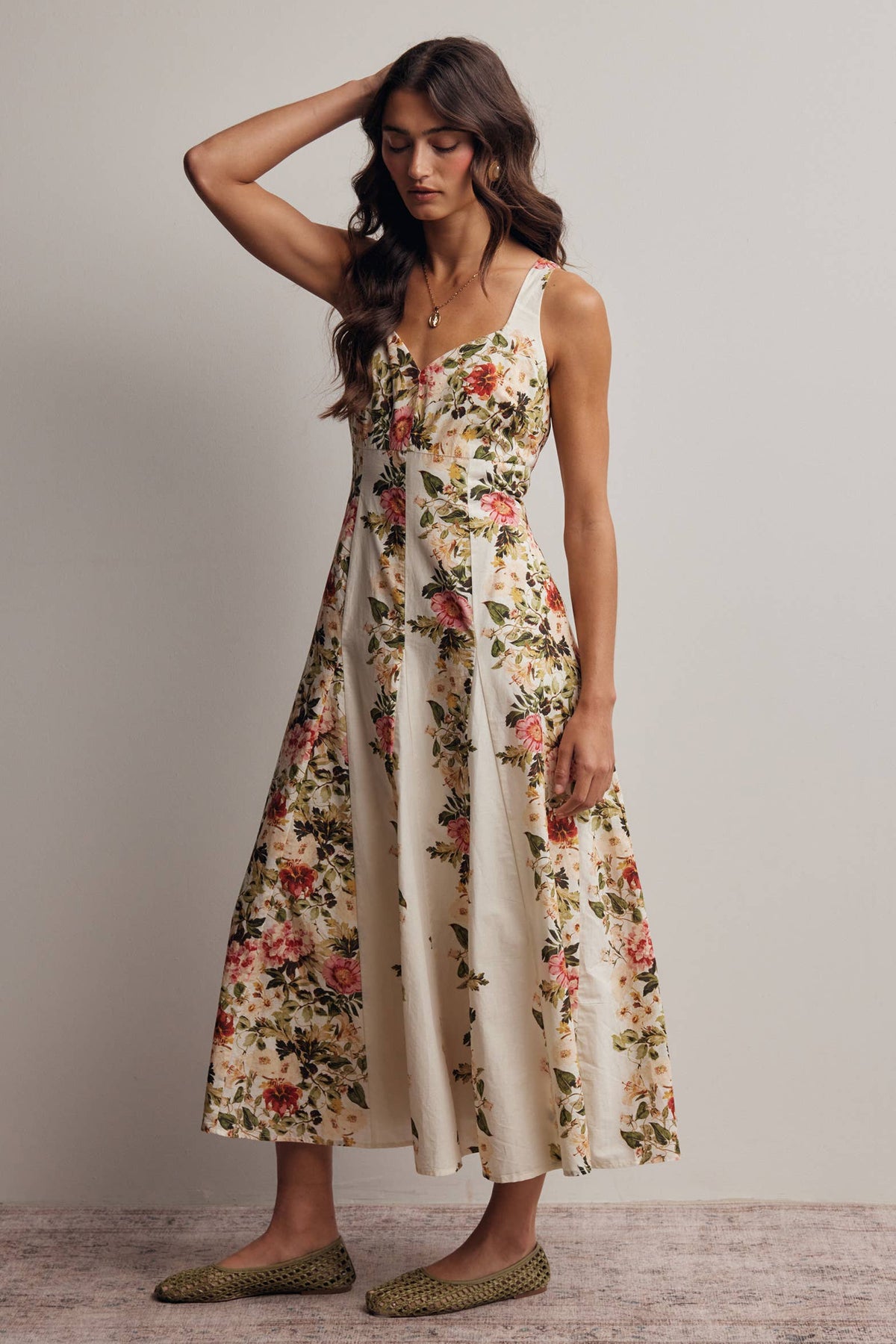 Floral Panel Midi Dress