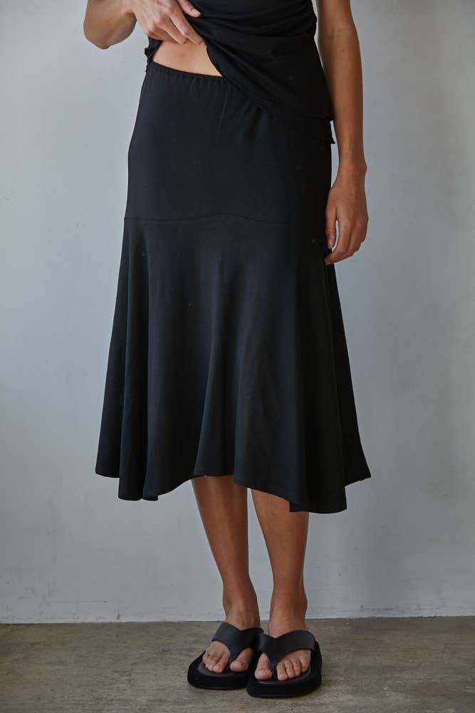 Knit Viscose Spandex Midi Skirt