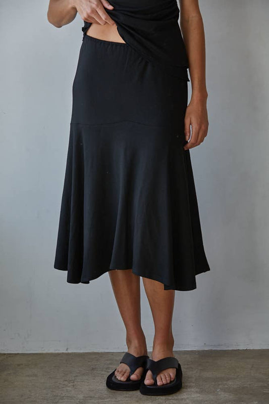 Knit Viscose Spandex Midi Skirt