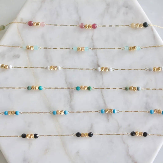 Round Gemstone Beaded Necklace