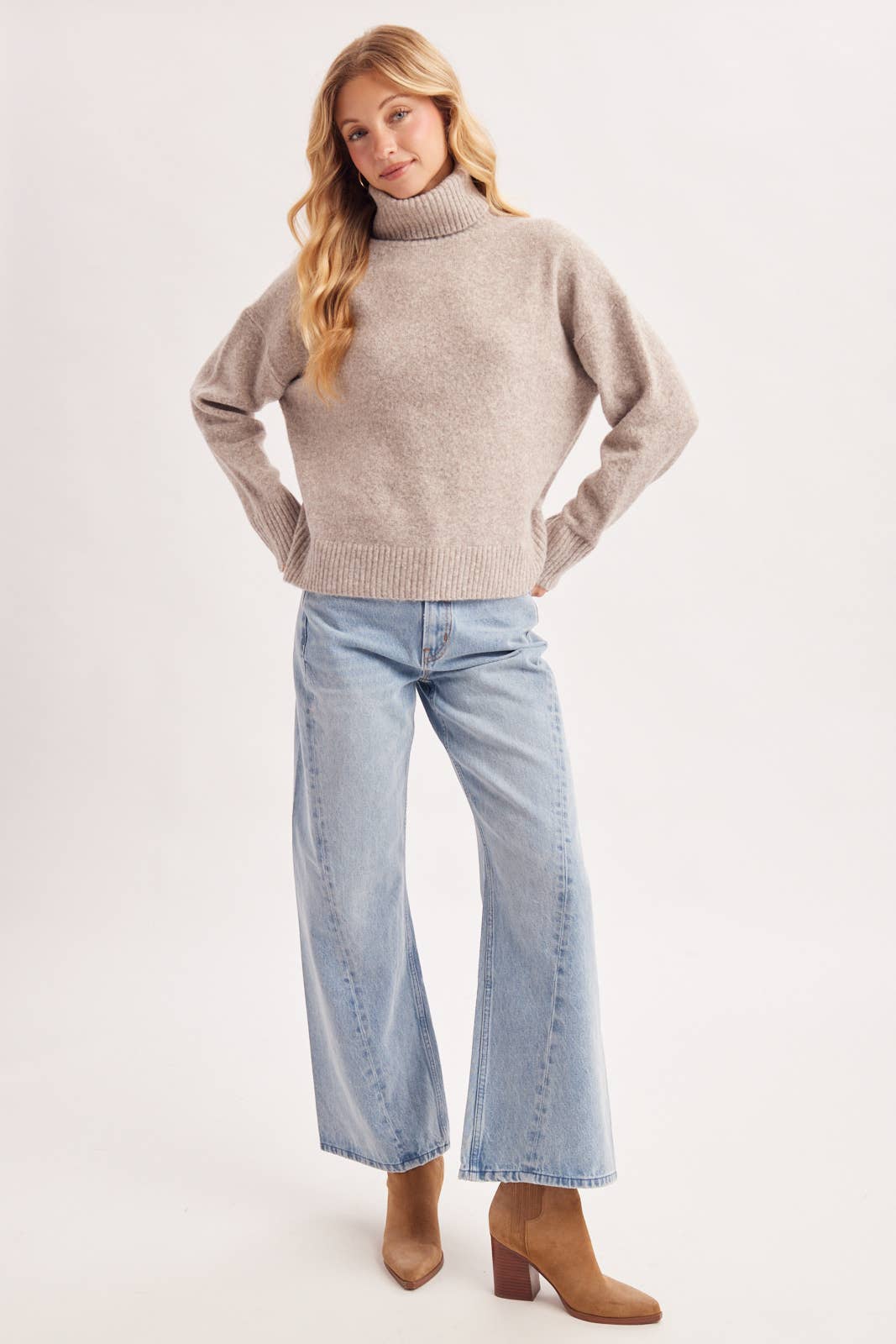 Vintage Wash High Waisted Wide Leg Jeans