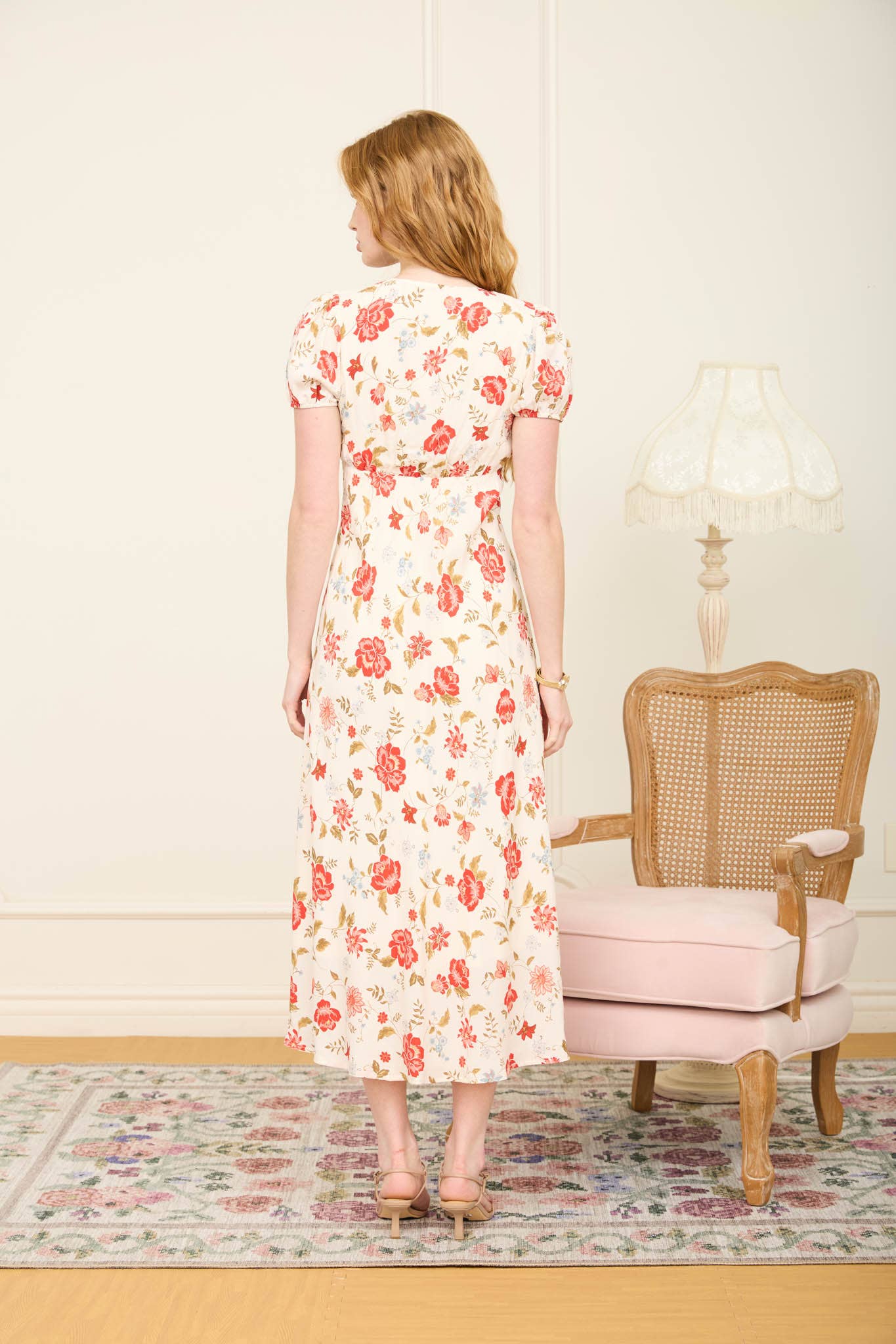 Floral Midi Slip On Dress