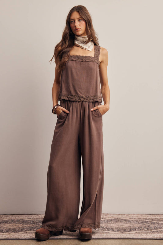 Embroidered Square-Neck Tank