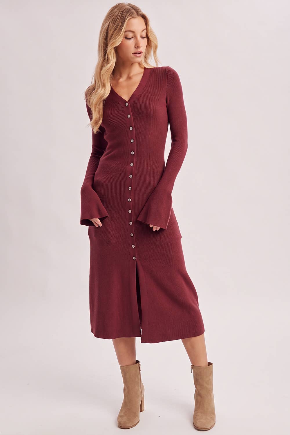 v-Neck Button Down Dress
