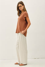 Load image into Gallery viewer, Clay Raw Edge V-neck Tee
