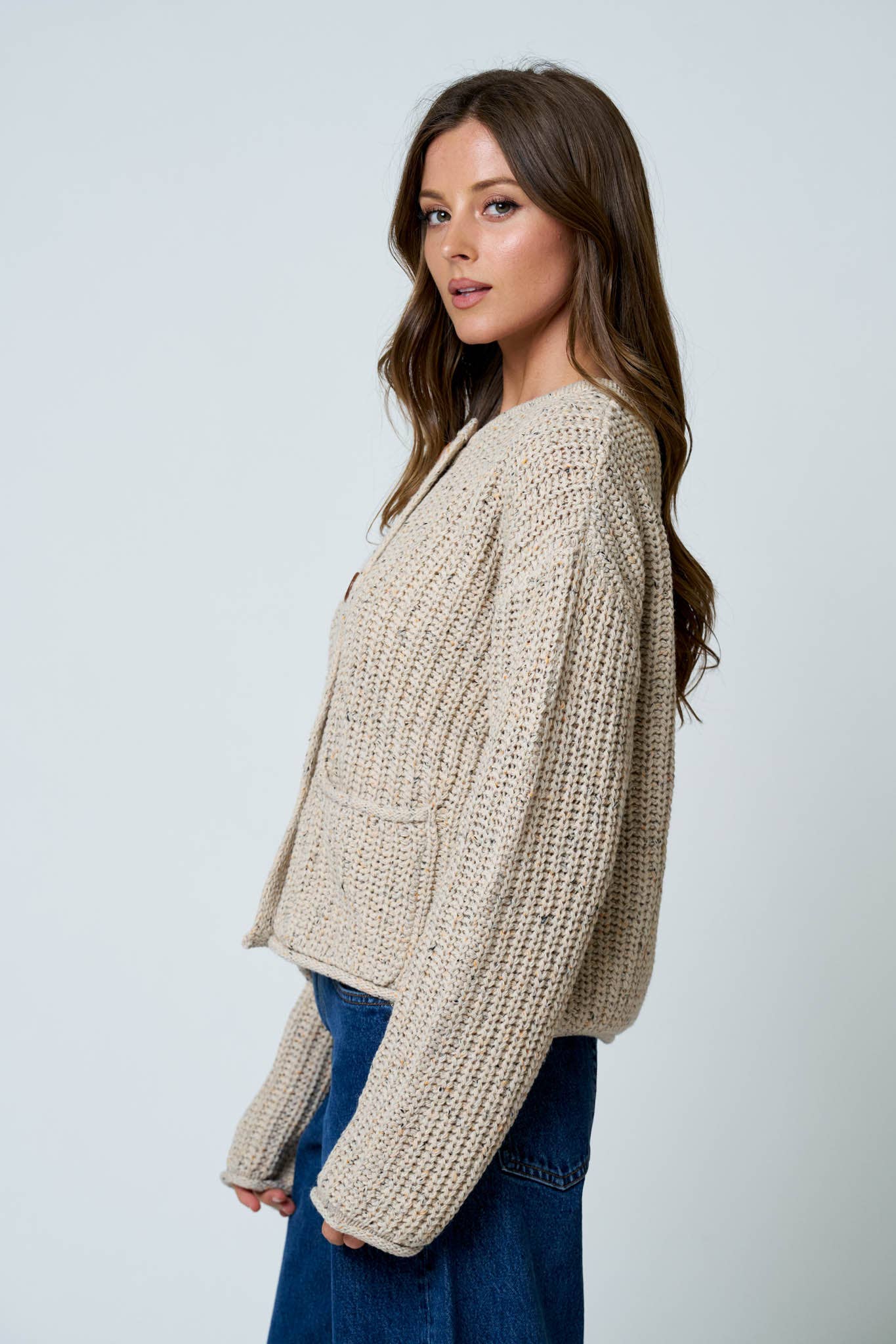 Chunky Raw Edge Knit Sweater