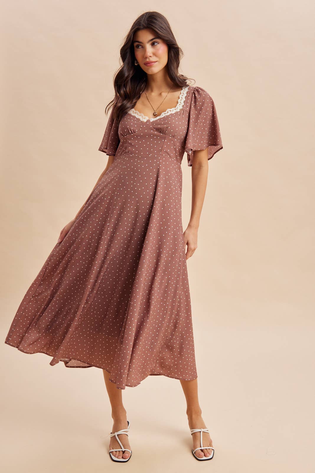Flutter Sleeve Polka Dot Maxi