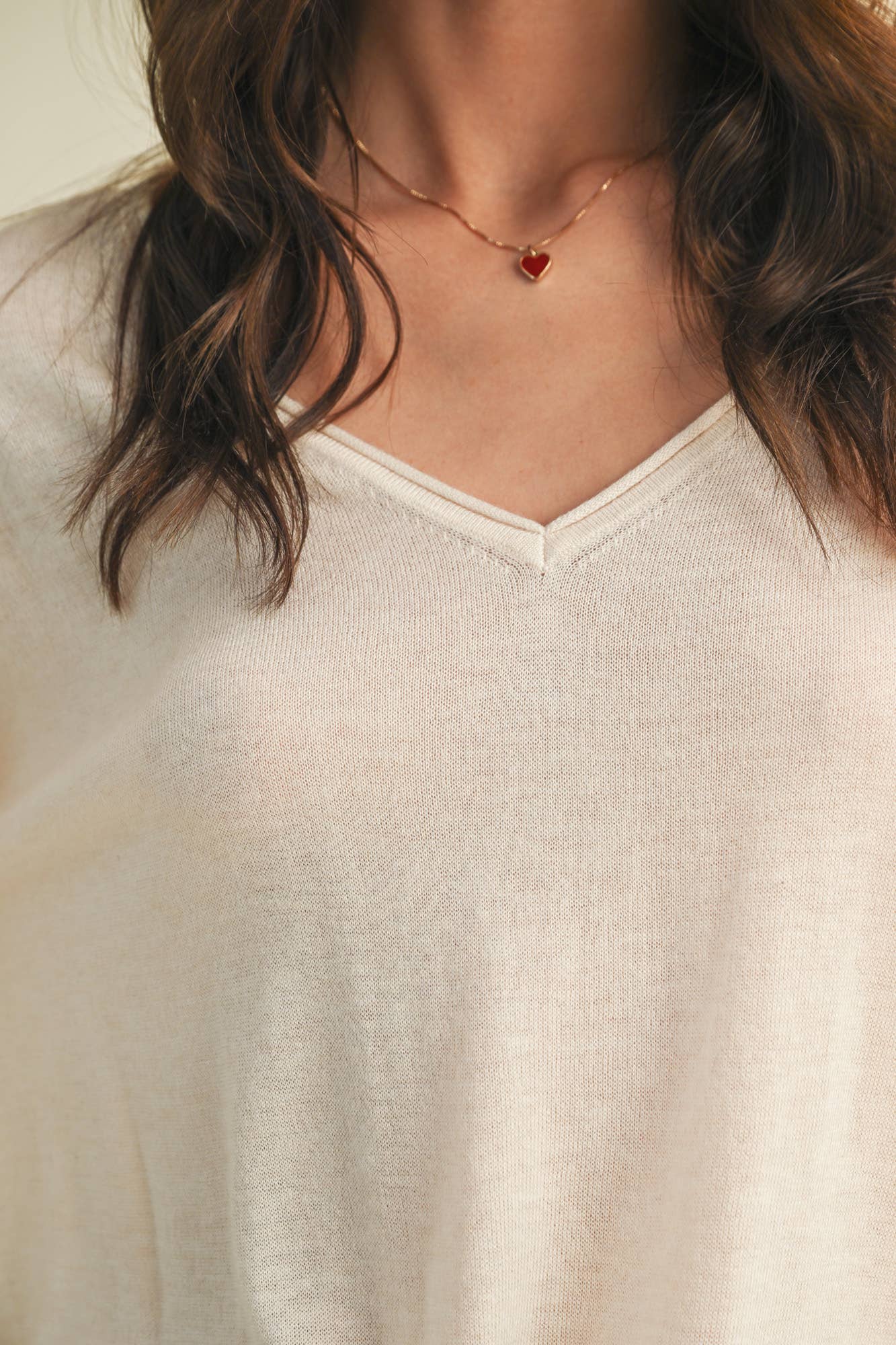 Dropped Shoulder V-Neck Banded Sweater