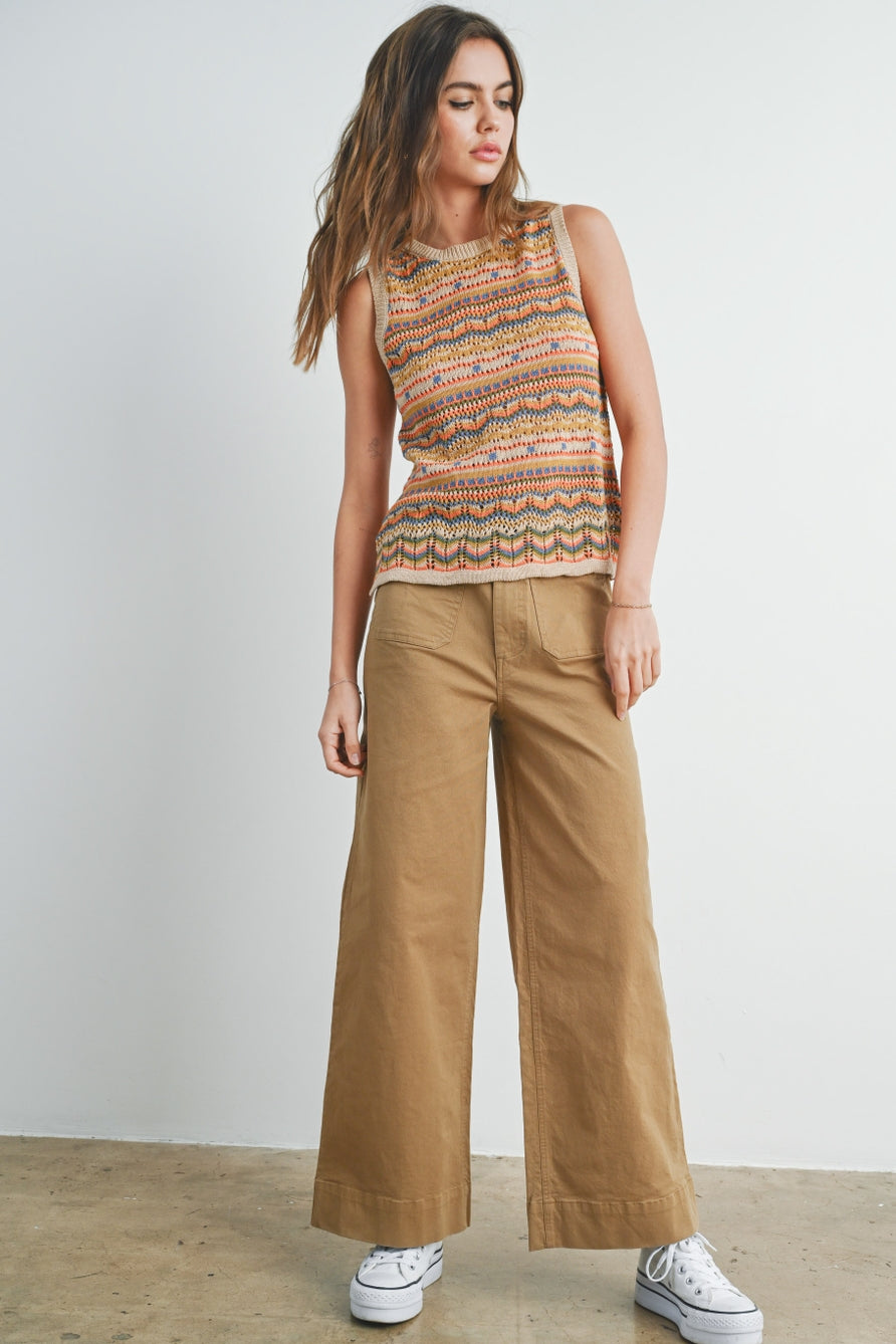 Khaki Wide Leg Pants